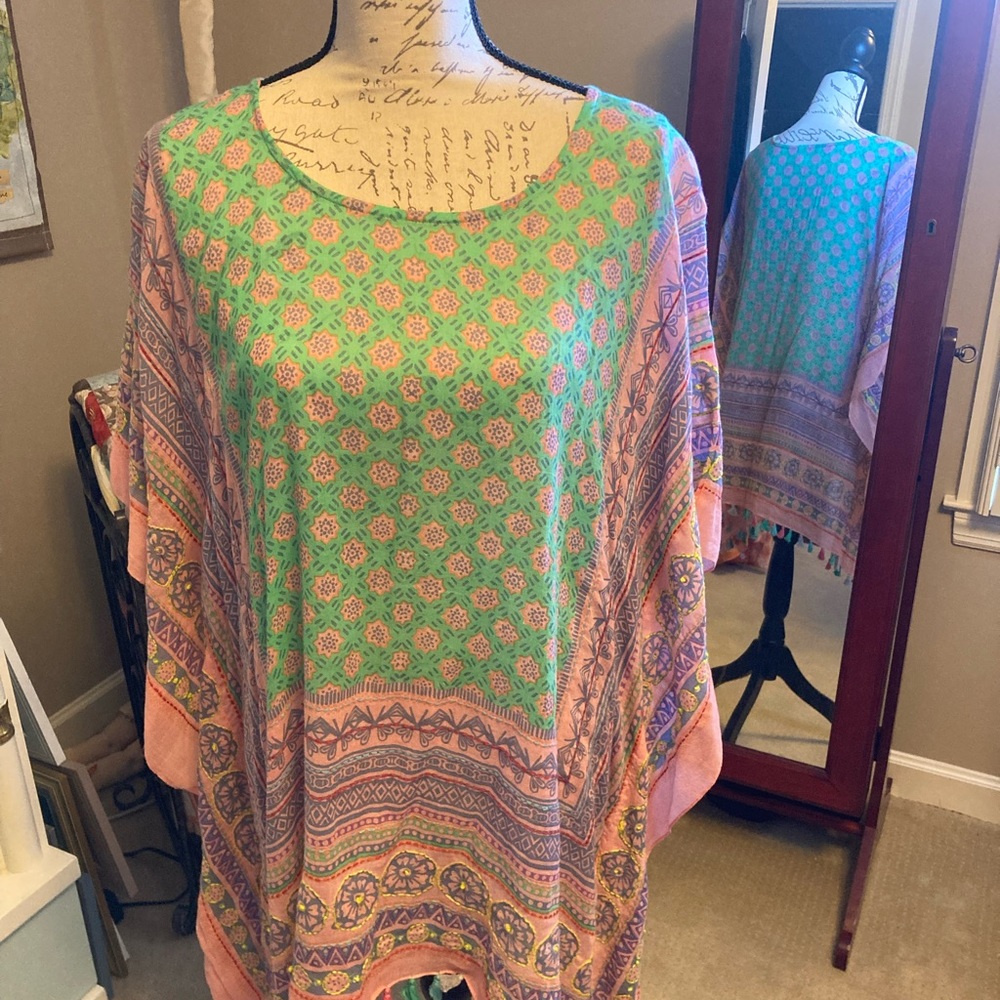 Pastel Embellished Poncho - One Size fits all